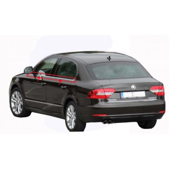 Окантовка вікон (4 шт, нерж) для Skoda Superb 2009-2015 рр