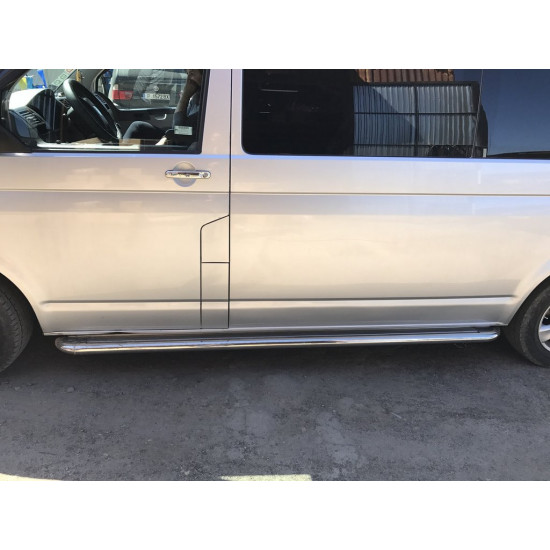 Бокові пороги Premium (2 шт., нерж) 42 мм, коротка база для Volkswagen T5 Caravelle 2004-2010 рр