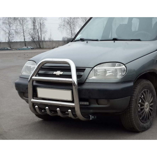 Кенгурятник QT007 (нерж) для Chevrolet Niva