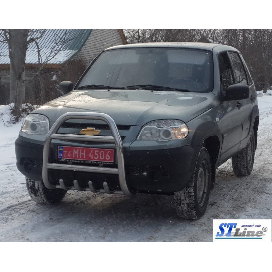 Кенгурятник QT007 (нерж) для Chevrolet Niva