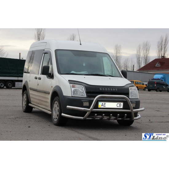 Кенгурятник з подвійними вусами WT004-Plus (нерж.) для Ford Connect 2002-2006 рр