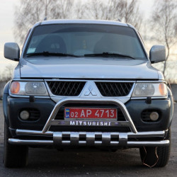 Передній захист ST015-2024WT (нерж) для Mitsubishi Pajero Sport 1996-2007