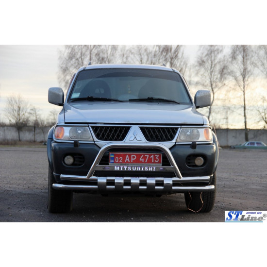 Передній захист ST015-2024WT (нерж) для Mitsubishi Pajero Sport 1996-2007