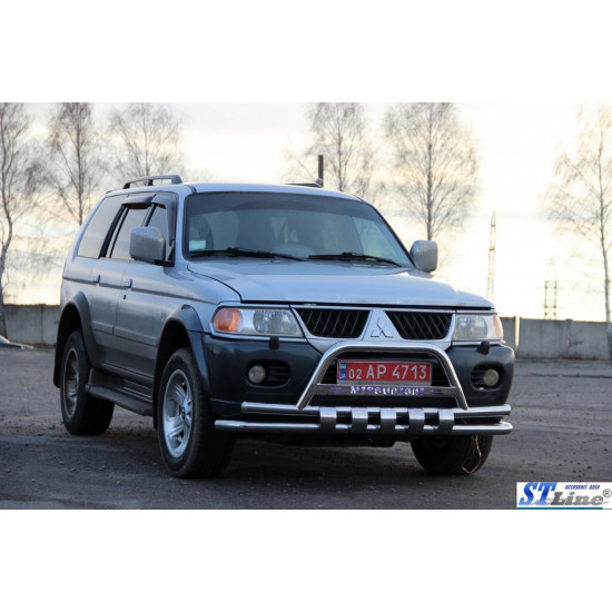 Передній захист ST015-2024WT (нерж) для Mitsubishi Pajero Sport 1996-2007