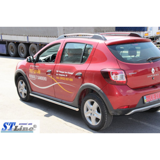 Бічні труби (2 шт., нерж) 42 мм для Dacia Sandero 2013-2020 рр