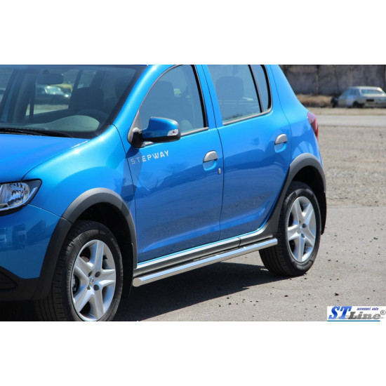 Бічні труби BB001 (2 шт., нерж) 51 мм для Renault Sandero 2013-2022 рр