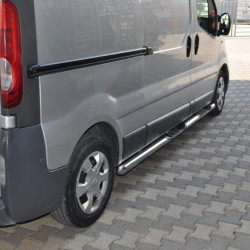 Бічні труби BB002 (2 шт., нерж.) 60 мм, коротка база для Renault Trafic 2001-2015 рр