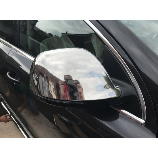 Накладки на дзеркала (2 шт, нерж.) OmsaLine, нержавіюча сталь для Ауди Q7 2005-2015 рр Накладки на дзеркала (2 шт, нерж.) OmsaLine, нержавіюча сталь для Ауди Q7 2005-2015 рр