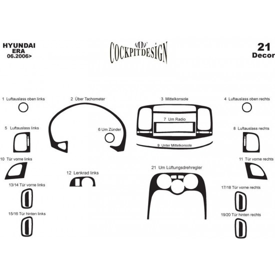 Накладки на панель Карбон для Hyundai Accent 2006-2010 рр