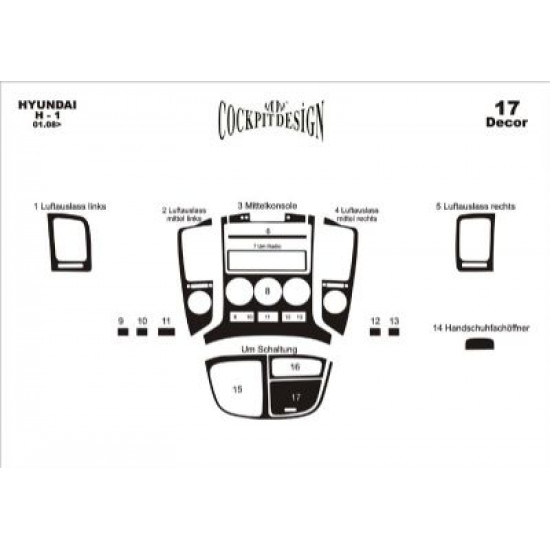 Накладки на панель (small set) Дерево для Hyundai H200, H1, Starex 2008-2024 рр