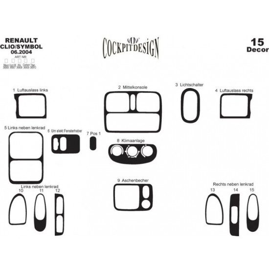 Накладки на панель Алюміній для Renault Symbol 1999-2008 рр