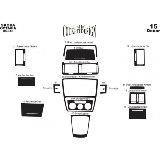 Накладки в салон Алюміній для Skoda Octavia II A5 2006-2010рр