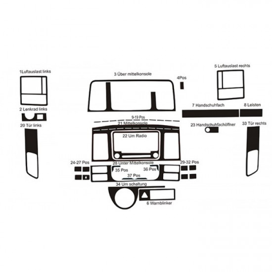 Накладки на панель Дерево для Volkswagen T5 2010-2015 рр