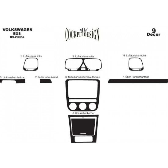 Накладки на панель Алюміній для Volkswagen EOS 2006-2011рр