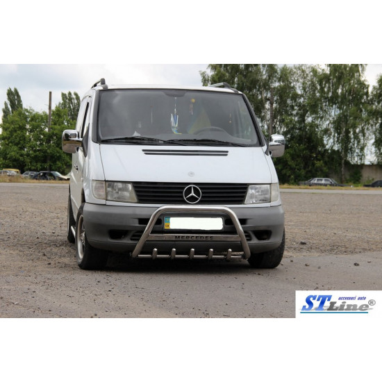 Кенгурятник WT003/4 (нерж.) з написом, 60мм для Mercedes Vito W638 1996-2003 років