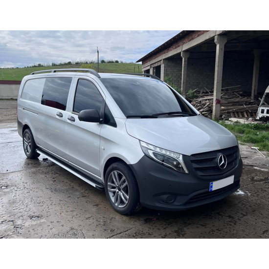 Бокові пороги Maya V1 (2 шт., алюміній) Довга (ExtraLong) для Mercedes Vito / V-class W447 2014-2024 рр