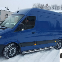 Бокові пороги Premium (2 шт., нерж.) d60, Long/ExtraLong для Mercedes Sprinter W906 2006-2018 рр