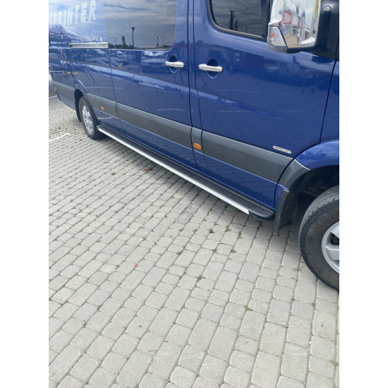 Бокові пороги Maya (2 шт., алюміній) Long/ExtraLong для Mercedes Sprinter W906 2006-2018 рр