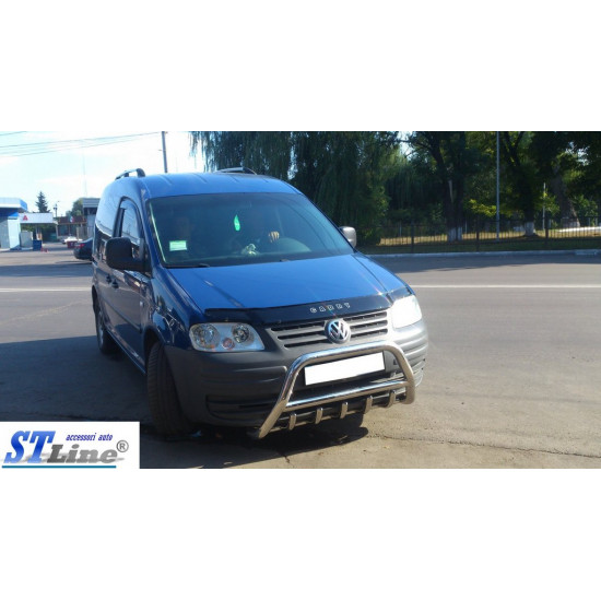 Кенгурятник WT003 (нерж) 60мм, без напису для Volkswagen Caddy 2004-2010 рр