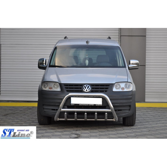 Кенгурятник WT003 (нерж) 60мм, без напису для Volkswagen Caddy 2004-2010 рр