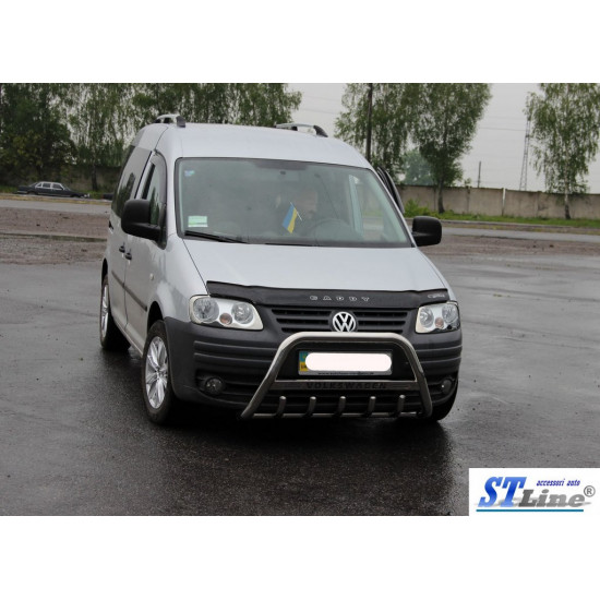 Кенгурятник WT003 (нерж) 60мм, без напису для Volkswagen Caddy 2004-2010 рр