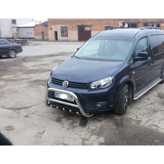 Кенгурятник WT003 (діаметр 60 мм, нерж) 60 мм для Volkswagen Caddy 2010-2015рр