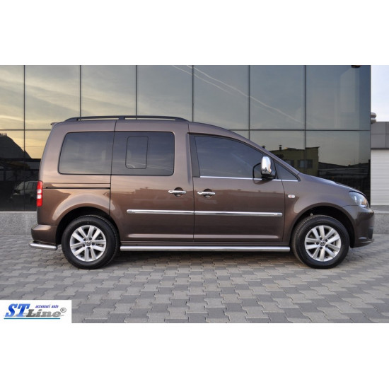 Бічні труби BB001 (2 шт., нерж) d42, Maxi база для Volkswagen Caddy 2010-2015рр