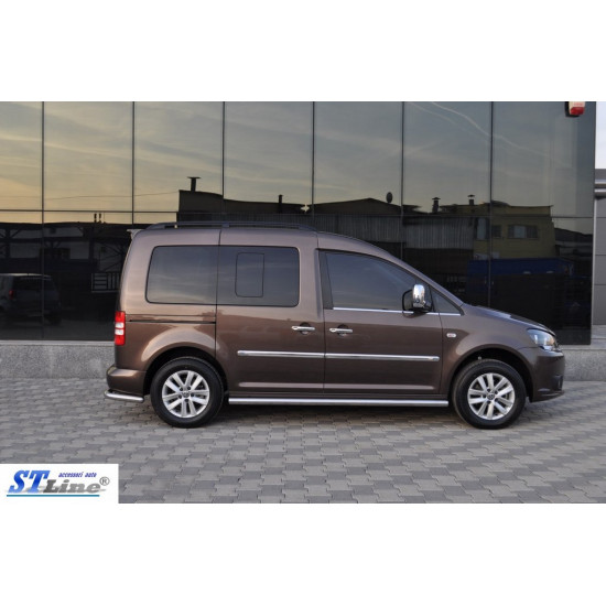 Бічні труби BB001 (2 шт., нерж) d42, Maxi база для Volkswagen Caddy 2010-2015рр