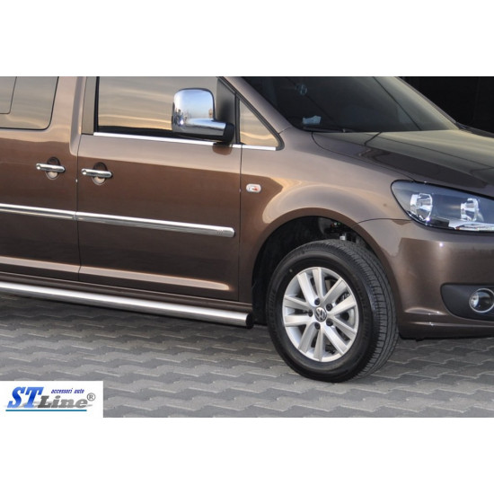 Бічні труби BB001 (2 шт., нерж) d42, Maxi база для Volkswagen Caddy 2010-2015рр