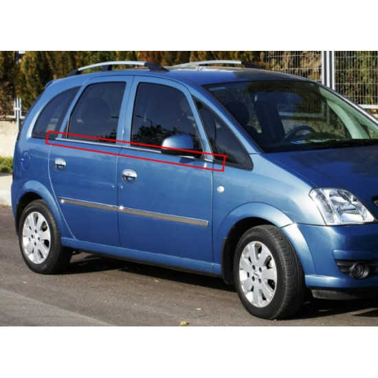 Зовнішня окантовка вікон (4 шт, нерж) для Opel Meriva 2002-2010 рр