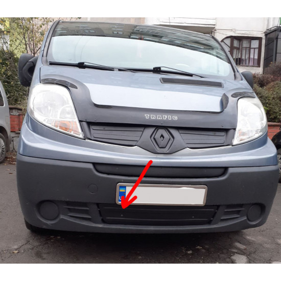 Зимова нижня накладка на решітку (під номером) 2001-2007, Глянцева для Renault Trafic рр