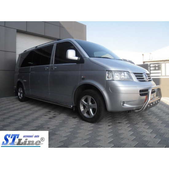 Кенгурятник WT003 (нерж) 60мм, з написом для Volkswagen T5 Caravelle 2004-2010 рр