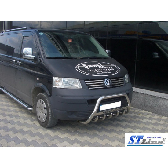 Кенгурятник WT003 (нерж) 60мм, з написом для Volkswagen T5 Caravelle 2004-2010 рр