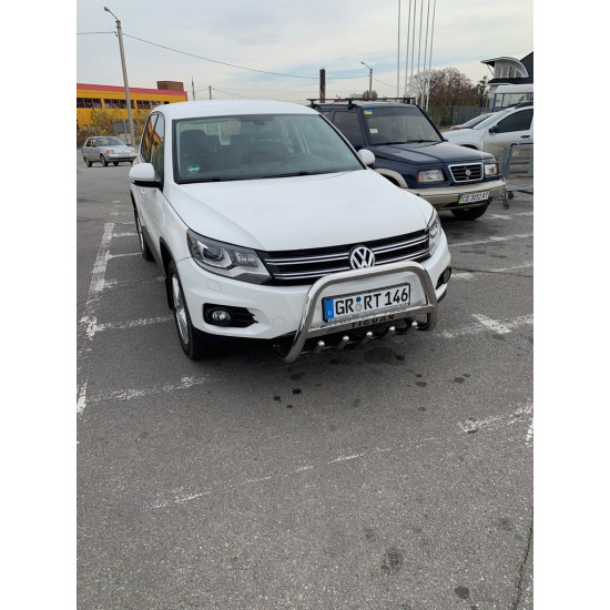 Кенгурятник WT003 (нерж) 51 мм, без напису для Volkswagen Tiguan 2007-2016 рр