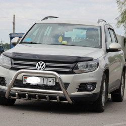 Кенгурятник WT003 (нерж) 60 мм, з написом для Volkswagen Tiguan 2007-2016 рр