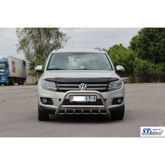 Кенгурятник WT003 (нерж) 60 мм, з написом для Volkswagen Tiguan 2007-2016 рр