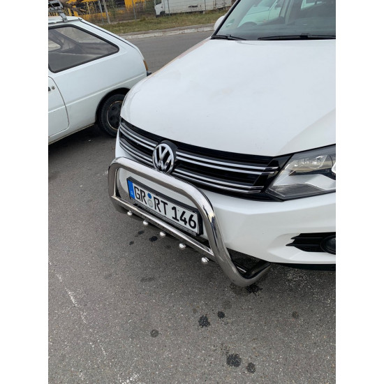 Кенгурятник WT003 (нерж) 60 мм, з написом для Volkswagen Tiguan 2007-2016 рр