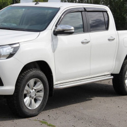 Бокові пороги KB001 (нерж) 42 мм для Toyota Hilux 2015-2024 рр