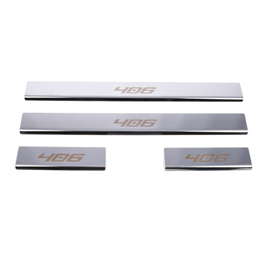Накладки на пороги Carmos (4 шт, нерж.) для Peugeot 406 Накладки на пороги Carmos (4 шт, нерж.) для Peugeot 406