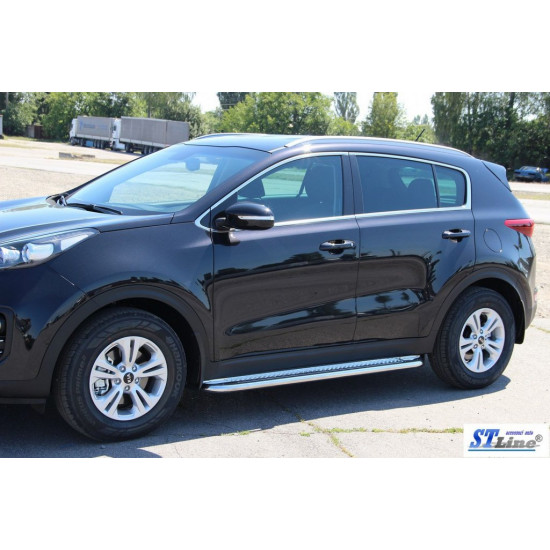 Бокові пороги KB001 (2 шт., нерж) 42 мм для Kia Sportage 2015-2021 рр