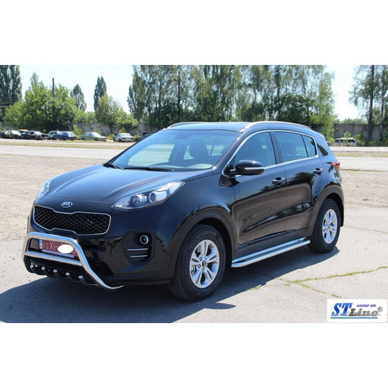 Бокові пороги KB001 (2 шт., нерж) 42 мм для Kia Sportage 2015-2021 рр