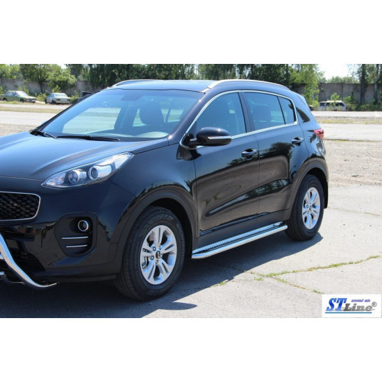 Бокові пороги KB001 (2 шт., нерж) 42 мм для Kia Sportage 2015-2021 рр