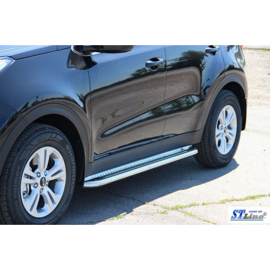 Бокові пороги KB001 (2 шт., нерж) 51 мм для Kia Sportage 2015-2021 рр