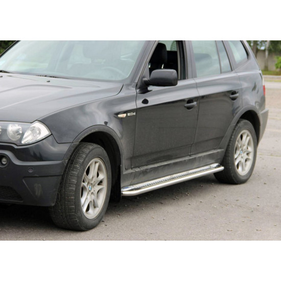 Бокові пороги KB001 (нерж) 42 мм для BMW X3 E-83 2003-2010 рр