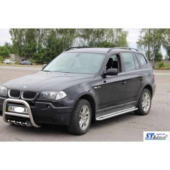 Бокові пороги KB001 (нерж) 42 мм для BMW X3 E-83 2003-2010 рр