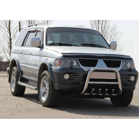 Кенгурятник QT006 (нерж) для Mitsubishi Pajero Sport 1996-2007