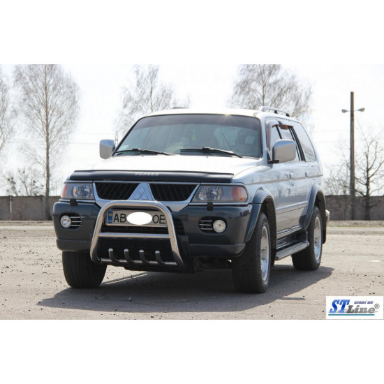 Кенгурятник QT006 (нерж) для Mitsubishi Pajero Sport 1996-2007