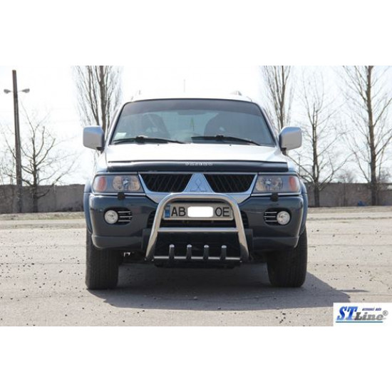 Кенгурятник QT006 (нерж) для Mitsubishi Pajero Sport 1996-2007