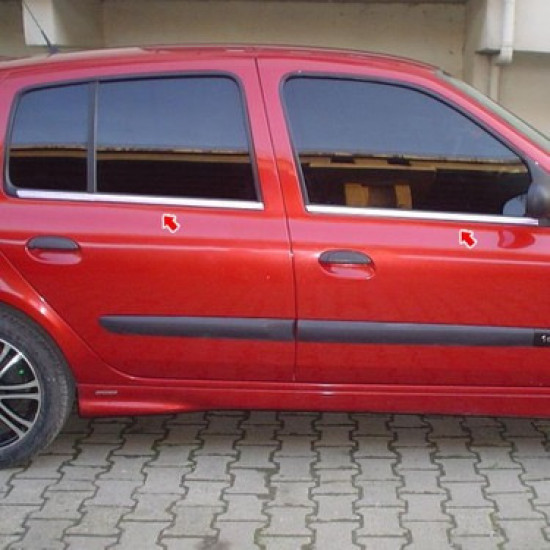 Зовнішня окантовка стекол (HB, 4 шт, нерж) для Renault Clio II 1998-2005 рр