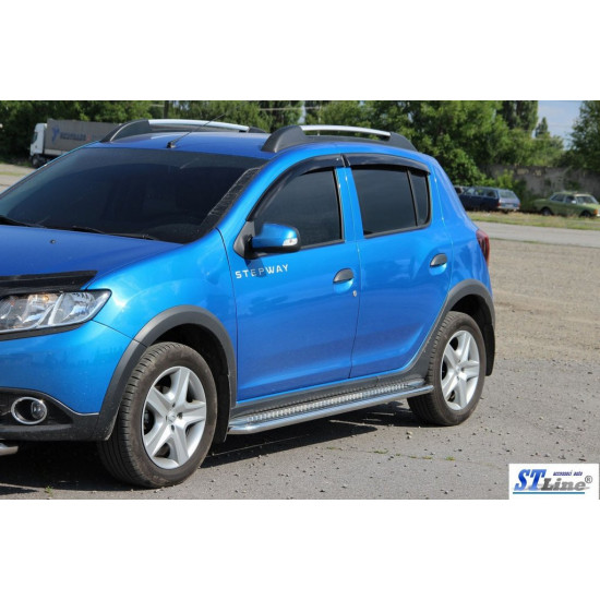 Бокові пороги KB001 (нерж) 42 мм для Dacia Sandero 2013-2020 рр